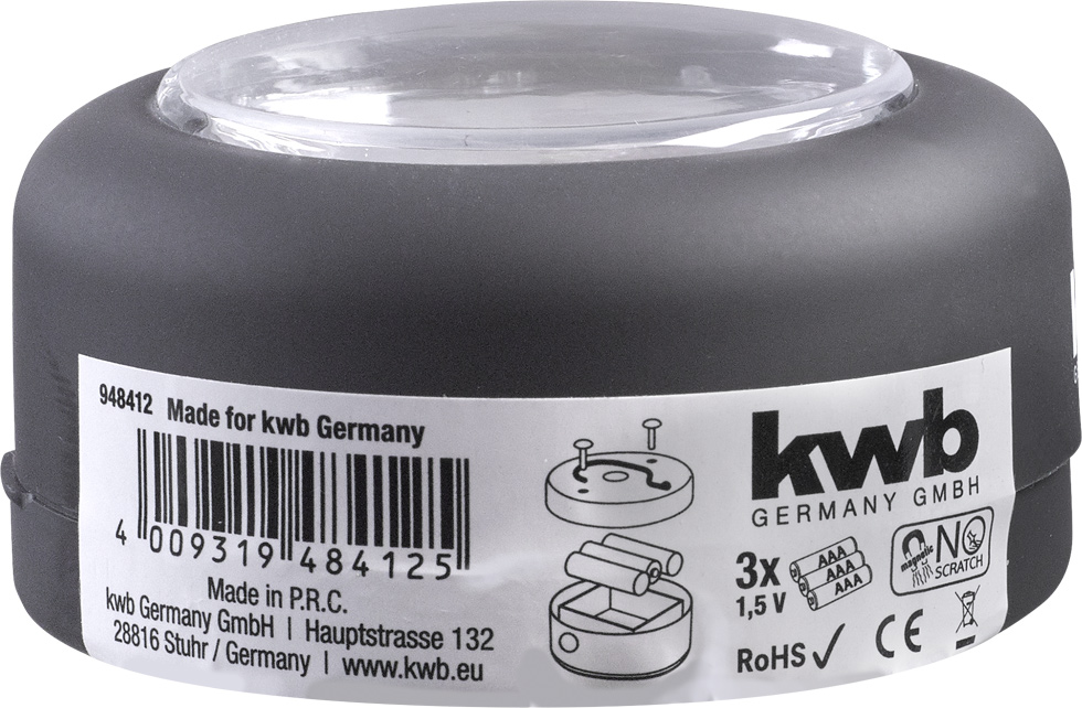 kwb COB-LED Arbeitsleuchte ø 65 mm, mit Magnet & Hacken, rund