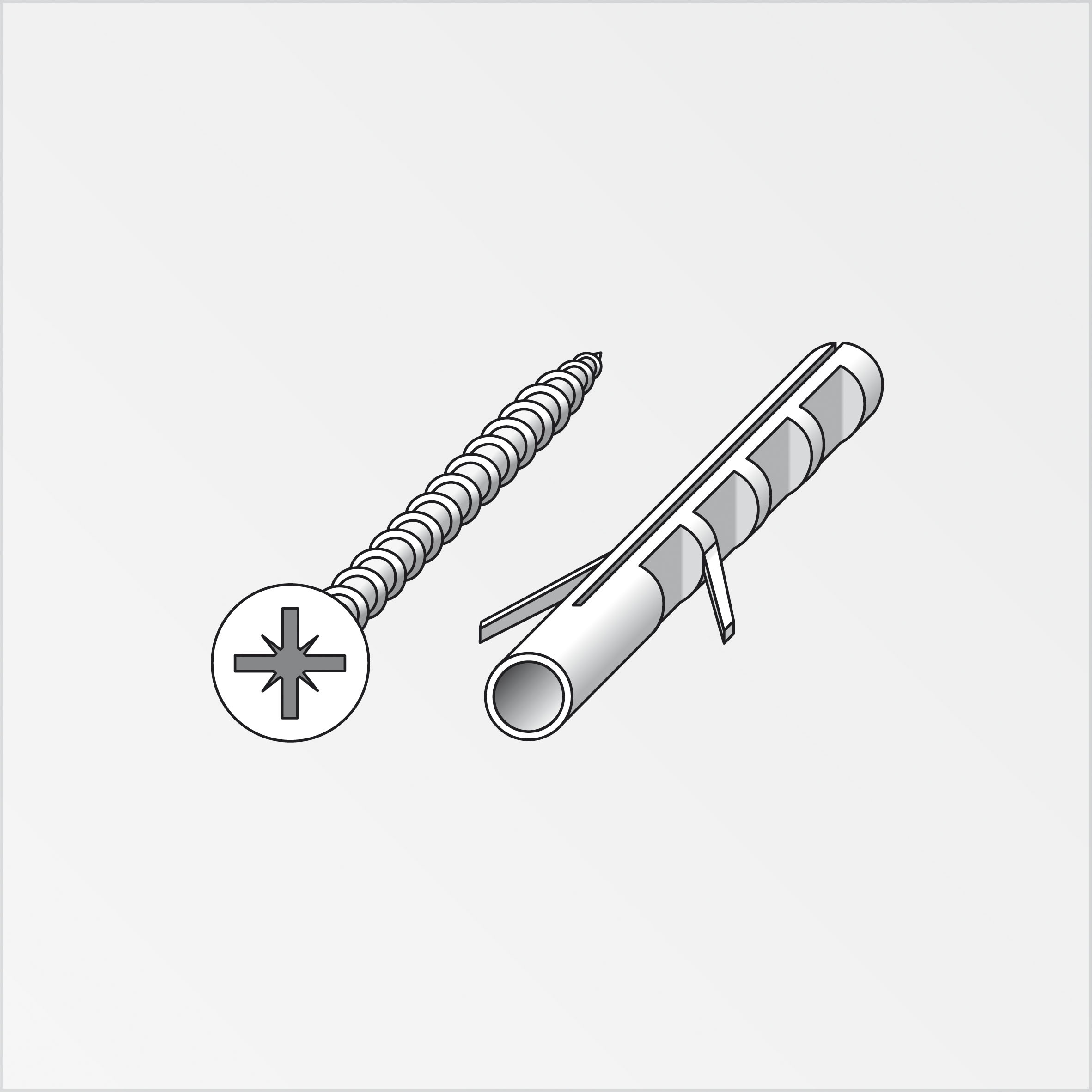clipstech® Senkkopfschraube mit Dübel, je 10 Stück, Stahl, Silber 3 × 30 mm, ø 5 mm