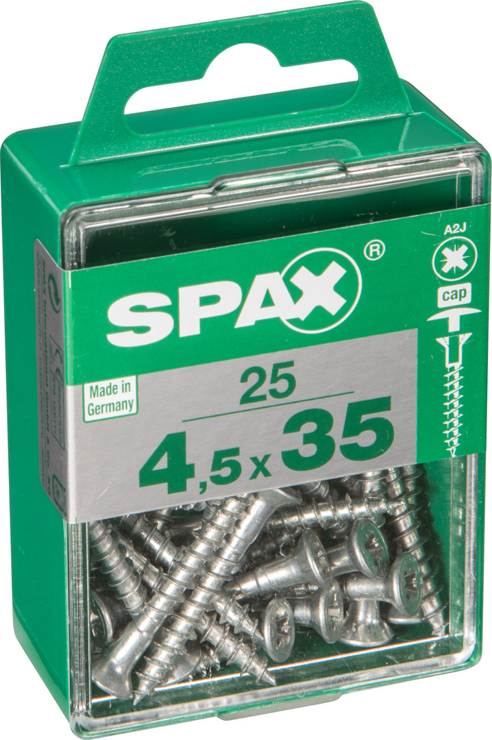 SPAX® Universalschraube mit Kopfbohrung Senkkopf Kreuzschlitz Z Vollgewinde 4,5 x 35 mm 25 Stück
