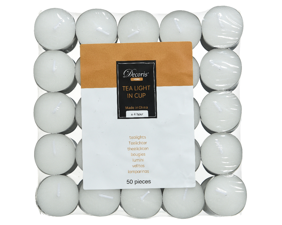 Decoris® Teelichter, Weiß, 30 Stück