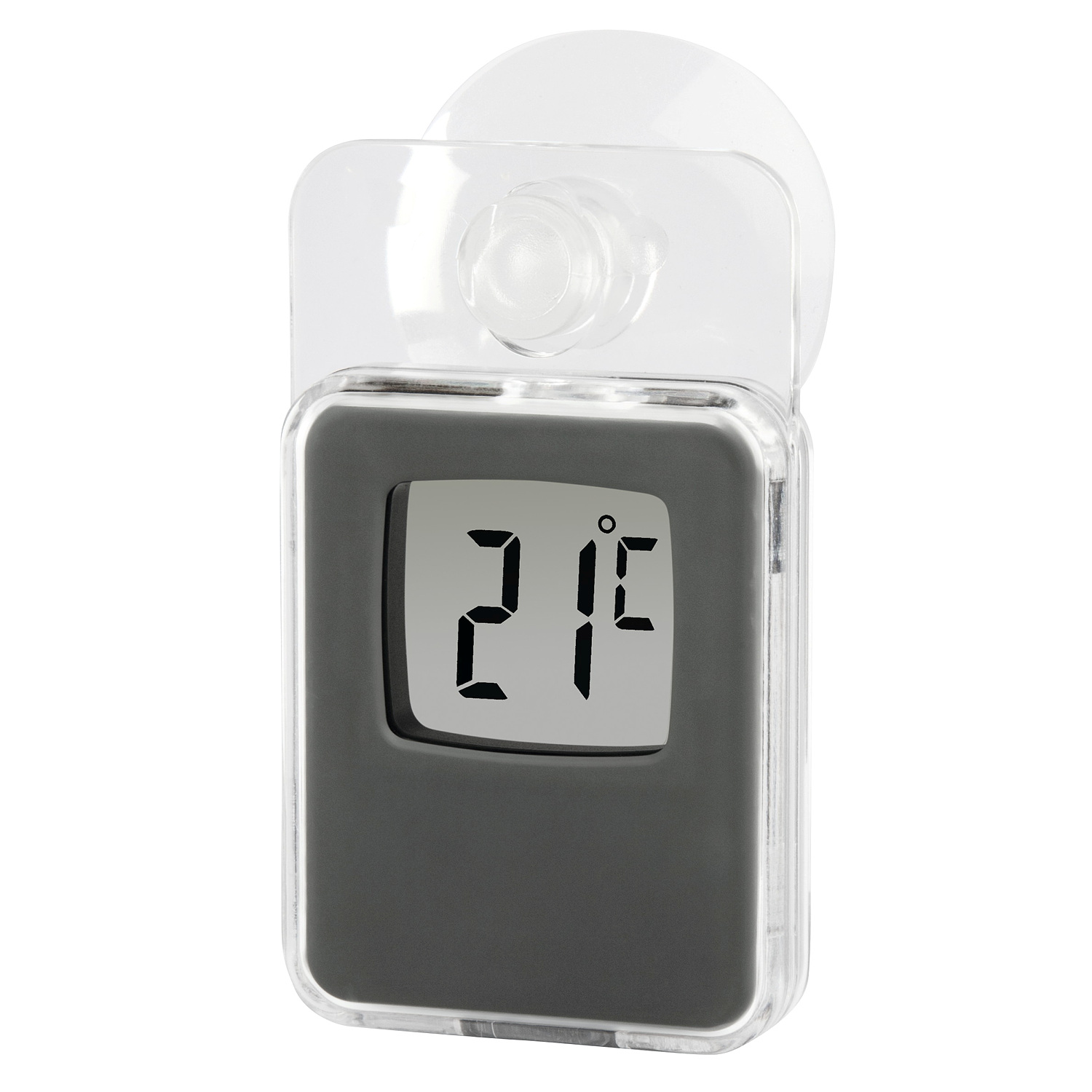 hama Fensterthermometer für innen und außen, digital, 7,5 x 4,6 cm, Grau