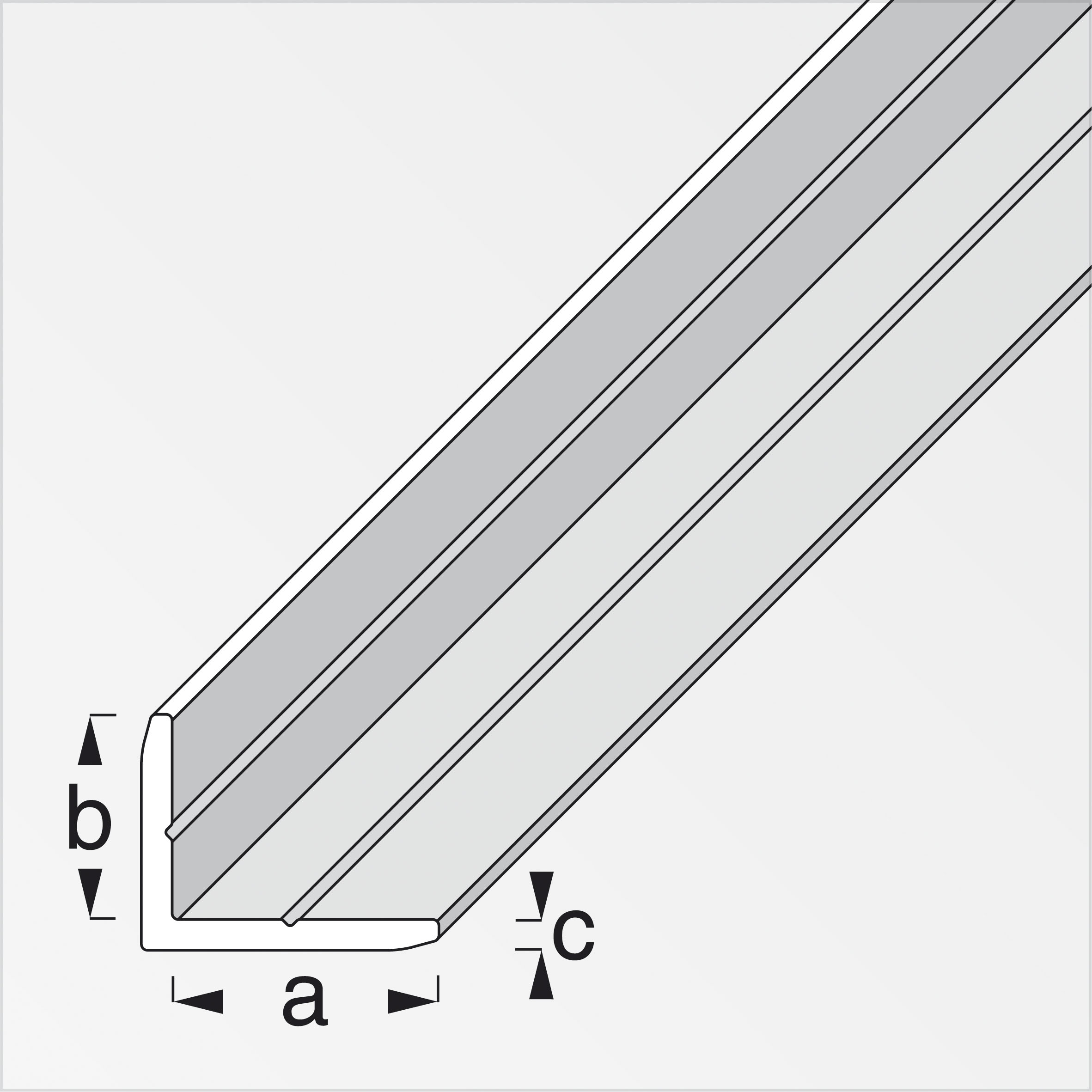 alfer® clampline Winkelprofil Alu eloxiert, Silber 1 m, 18 × 16 × 1,5 mm