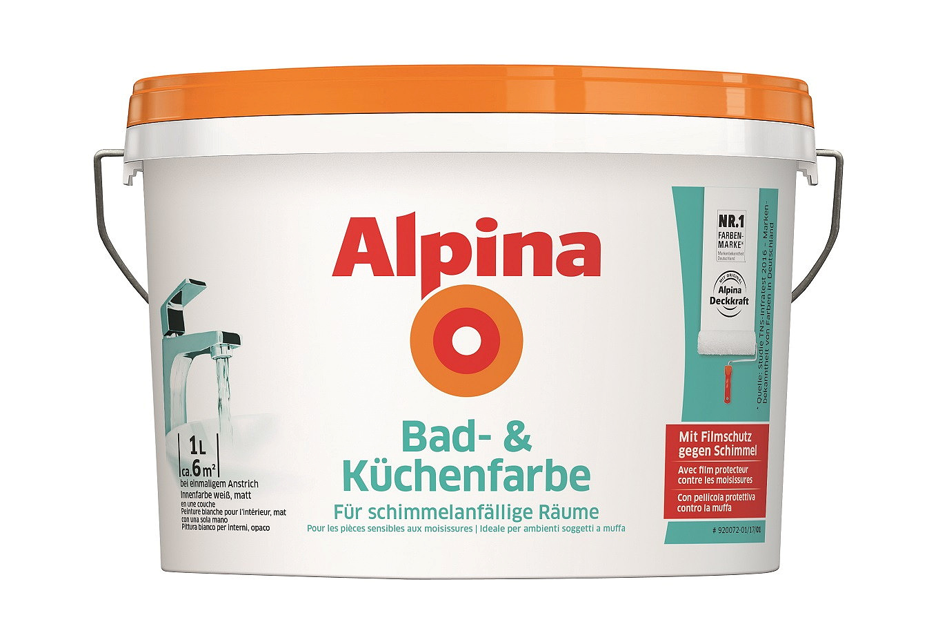Alpina Bad- und Küchefarbe - Weiß 1 L, Matt