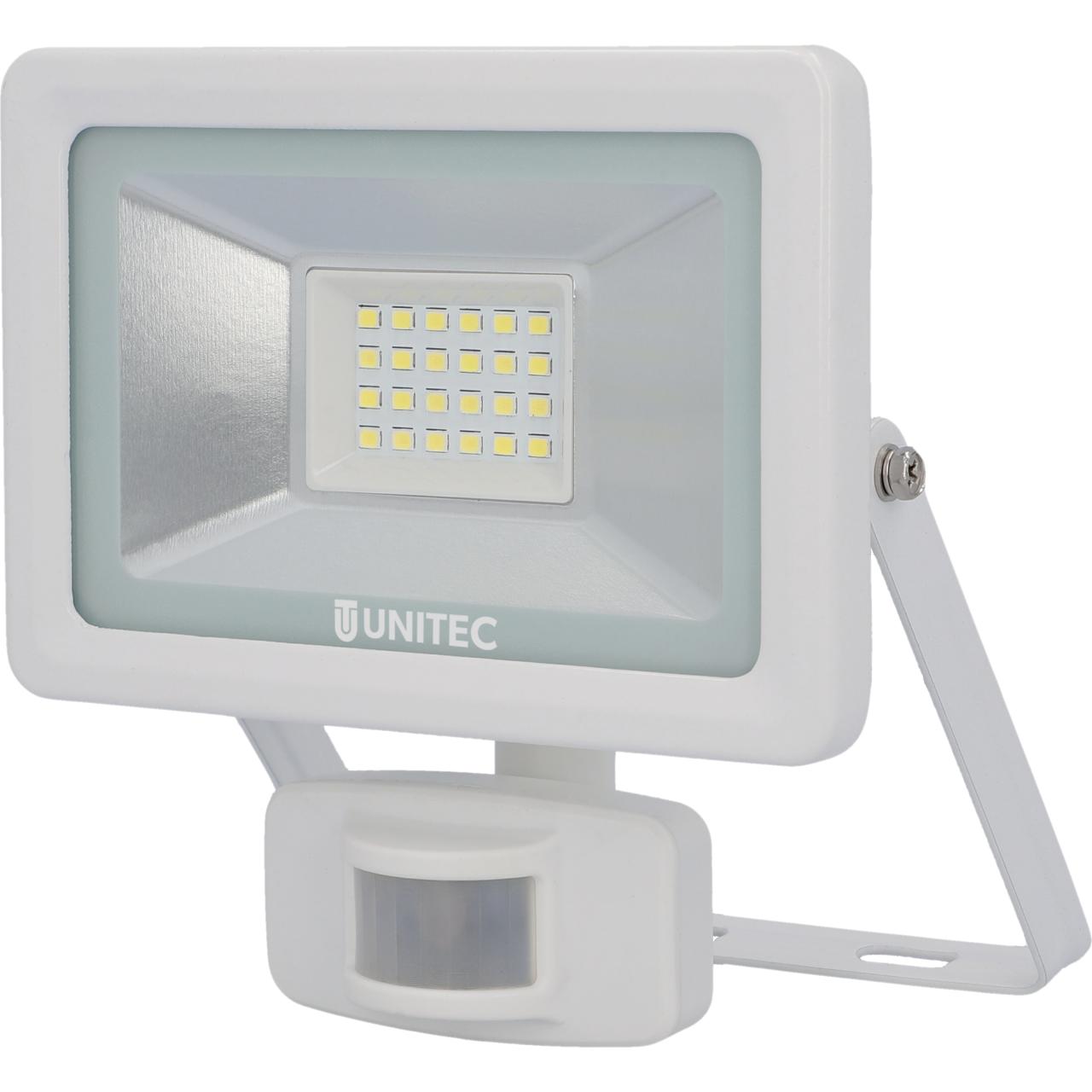 uniTEC LED-Strahler mit Bewegungsmelder 20 W, 6500 K, 1700 lm, IP44, Weiß