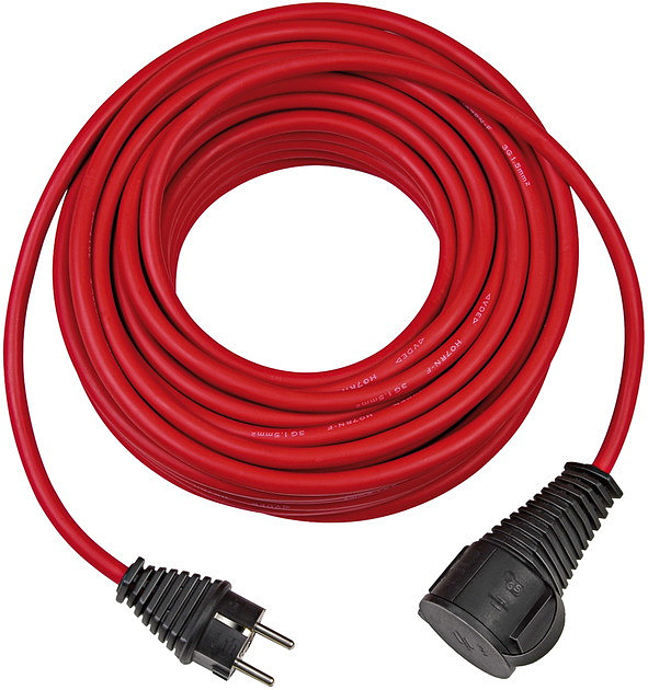 Baustellen-Verlängerungskabel (Outdoor-Verlängerungskabel mit 25m Kabel in rot, für den ständigen Einsatz im Außenbereich IP44)