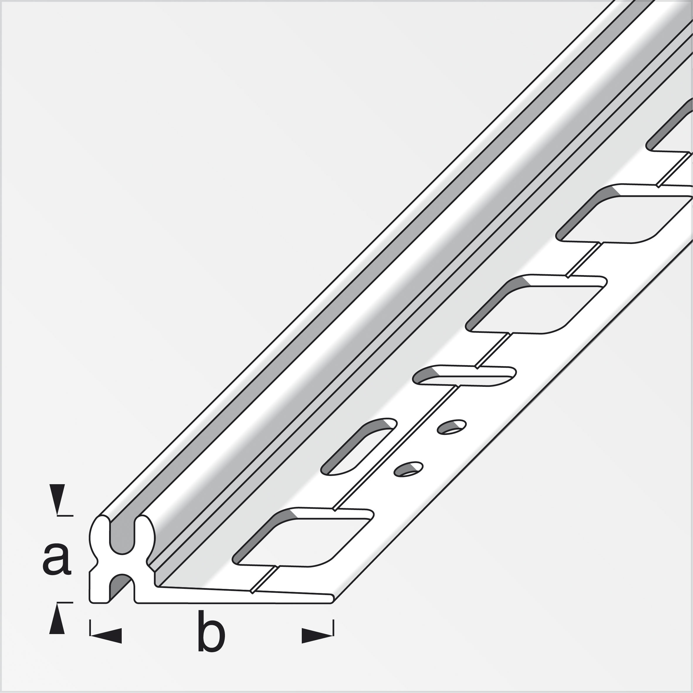 clipstech® Trägerprofil Kunststoff, Weiß 2,7 m, 8,5 × 30 mm