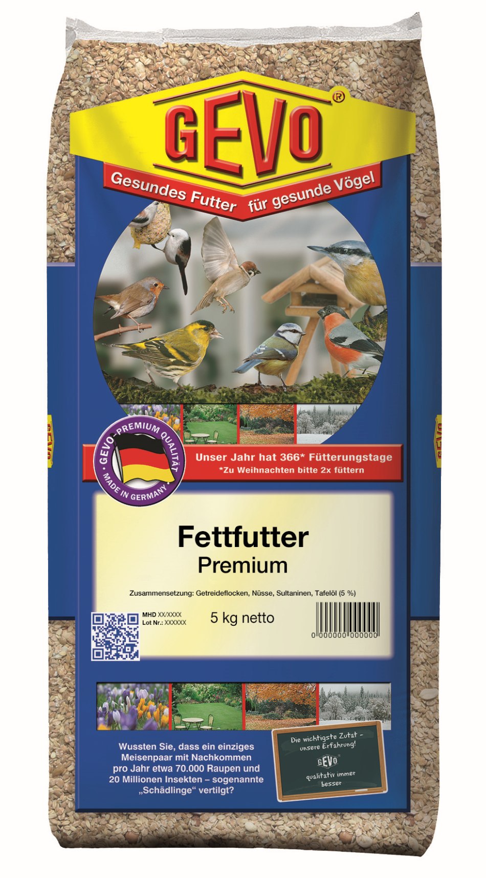 GEVO-Fettfutter Premium 5 kg, hoher Haferflocken- und Fettanteil