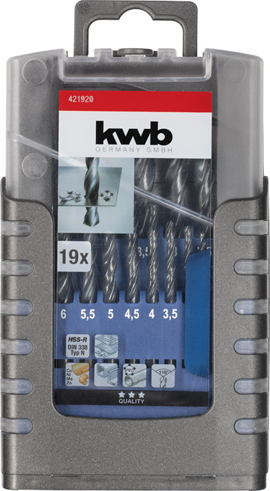 kwb HSS Spiralbohrersatz ø 1 - 10 mm, 19-tlg.