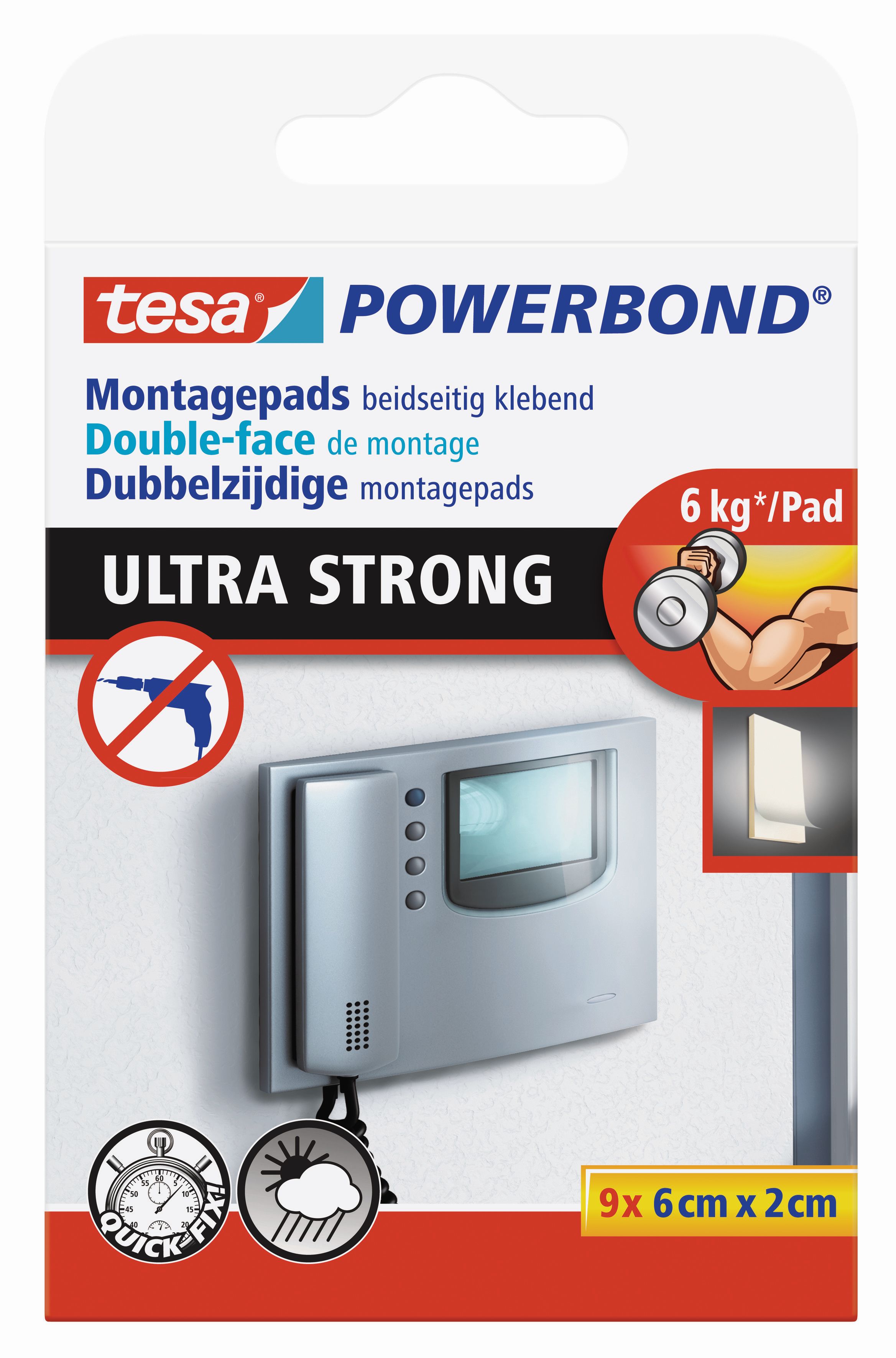 tesa doppelseitige Montagepads, Powerbond ULTRA STRONG (6 kg)