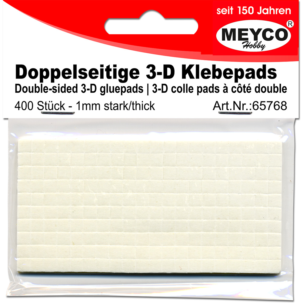 MEYCO® Hobby 3-D Klebepads-Abstandshalter, 1 mm , 400 Stück