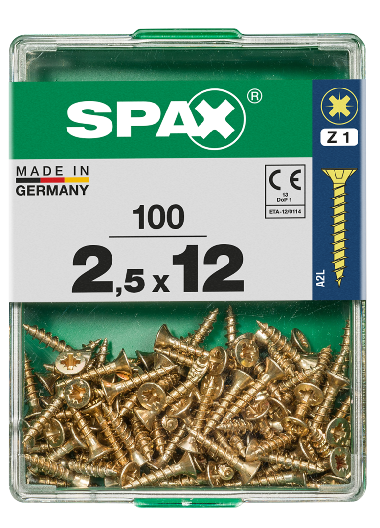 SPAX® Universalschraube Senkkopf Kreuzschlitz Z Vollgewinde 2,5x12 mm 100 Stück