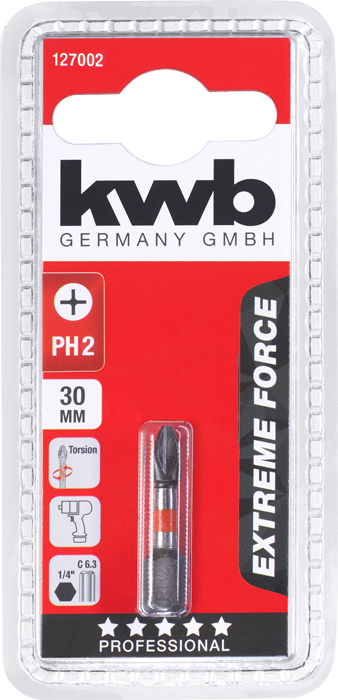 kwb EXTREME FORCE Bits, 30 mm, PH 2