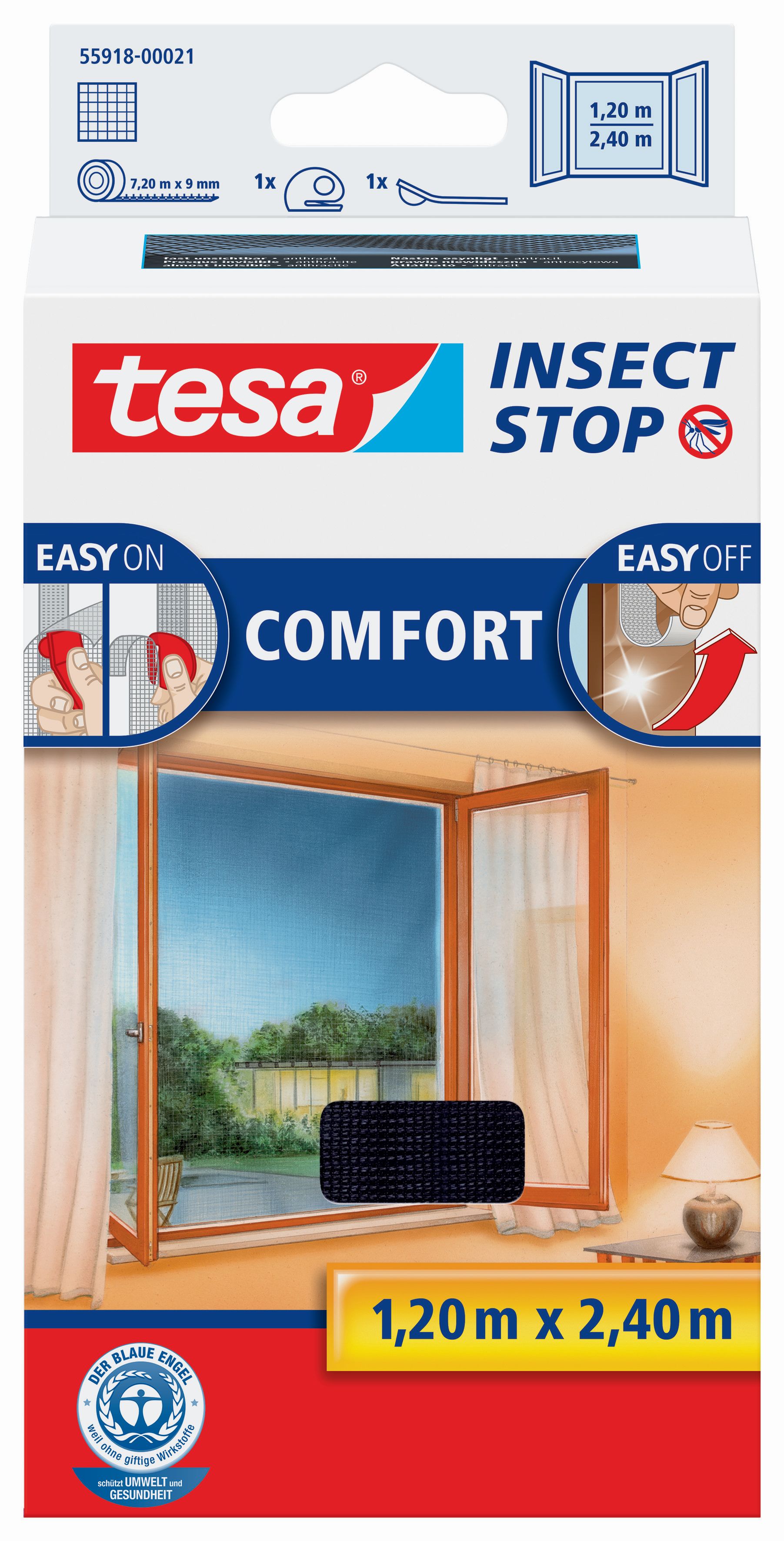 tesa® Insect Stop Fliegengitter Comfort für bodentiefe Fenster