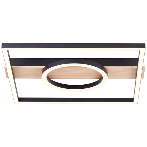 brelight LED-Deckenleuchte Maureen 42 × 40 cm, 24 W, Schwarz/Holz | 428943