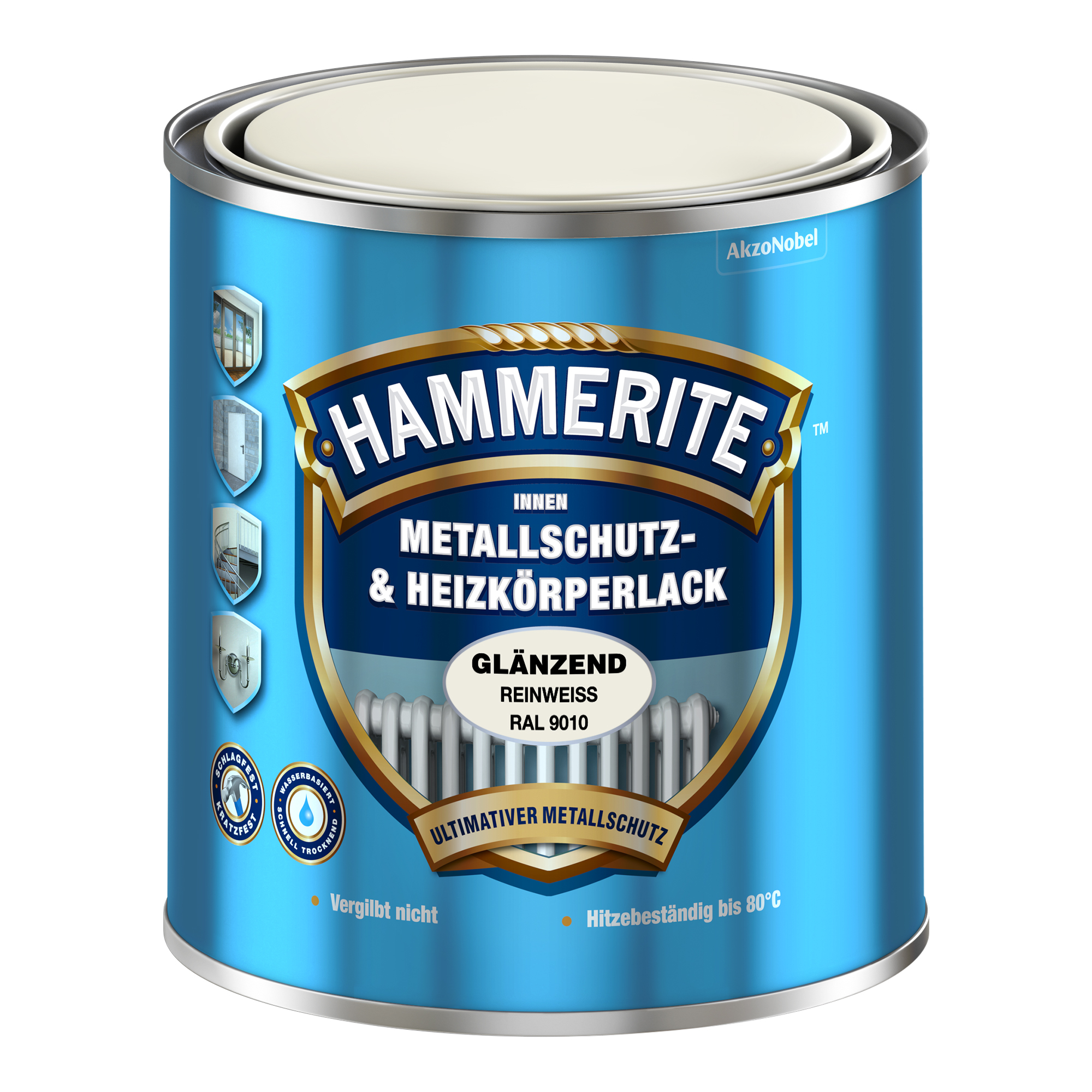 Hammerite Metallschutz- und Heizkörperlack glänzend Weiß 500 ml