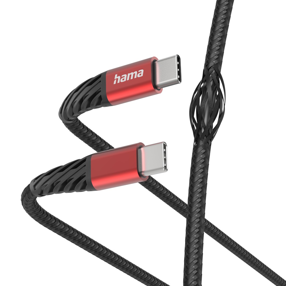 hama Ladekabel "Extreme", USB-C - USB-C, Nylon, Schwarz/Rot, 1,5 m