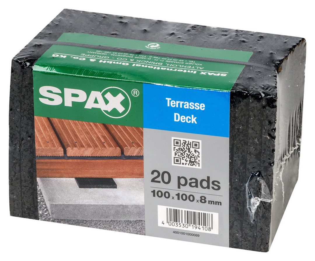 SPAX® Terrassen Pads Abstandpads 100x100x8mm 20 Stück