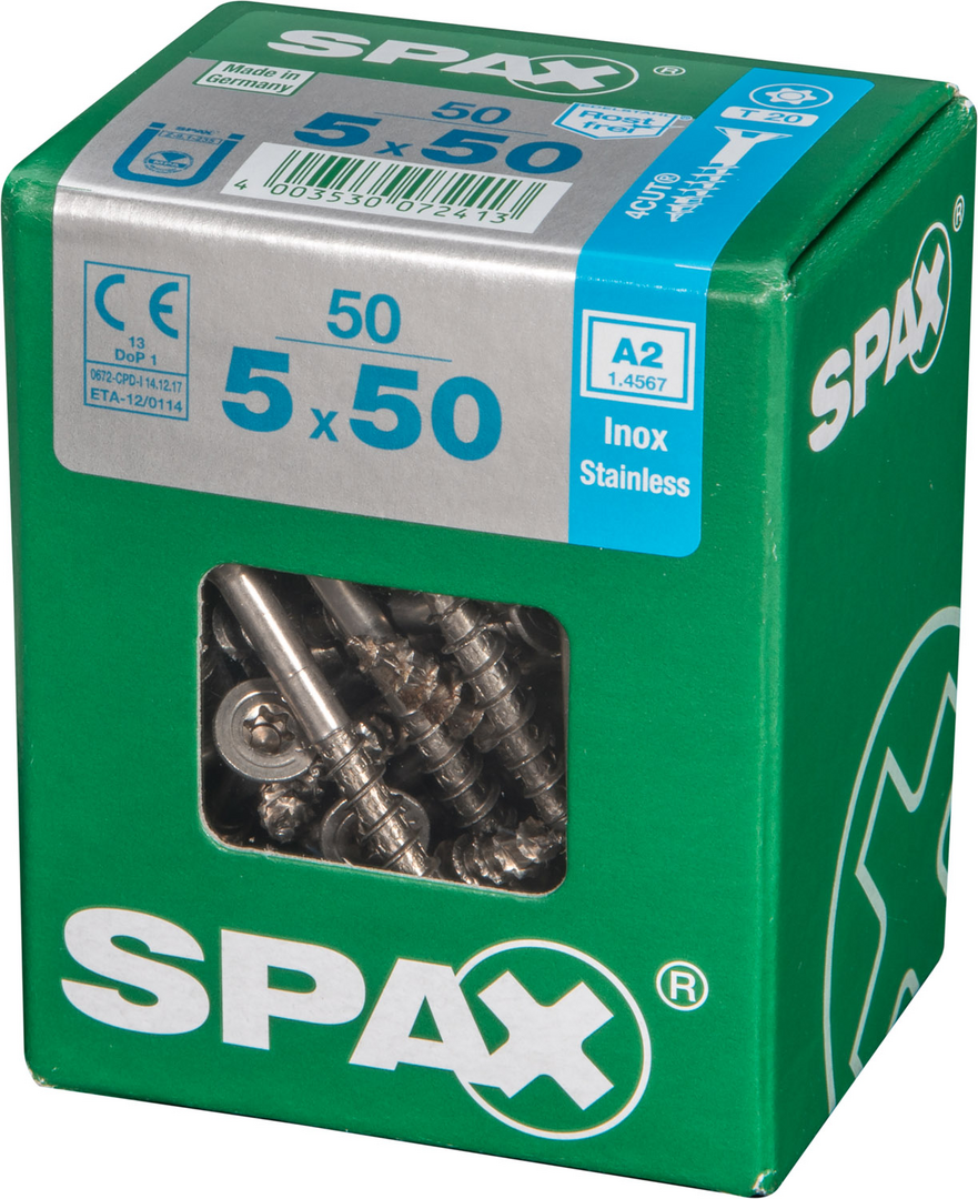 SPAX® Edelstahlschraube Senkkopf T-STAR plus® Teilgewinde 5x50 mm 50 Stück