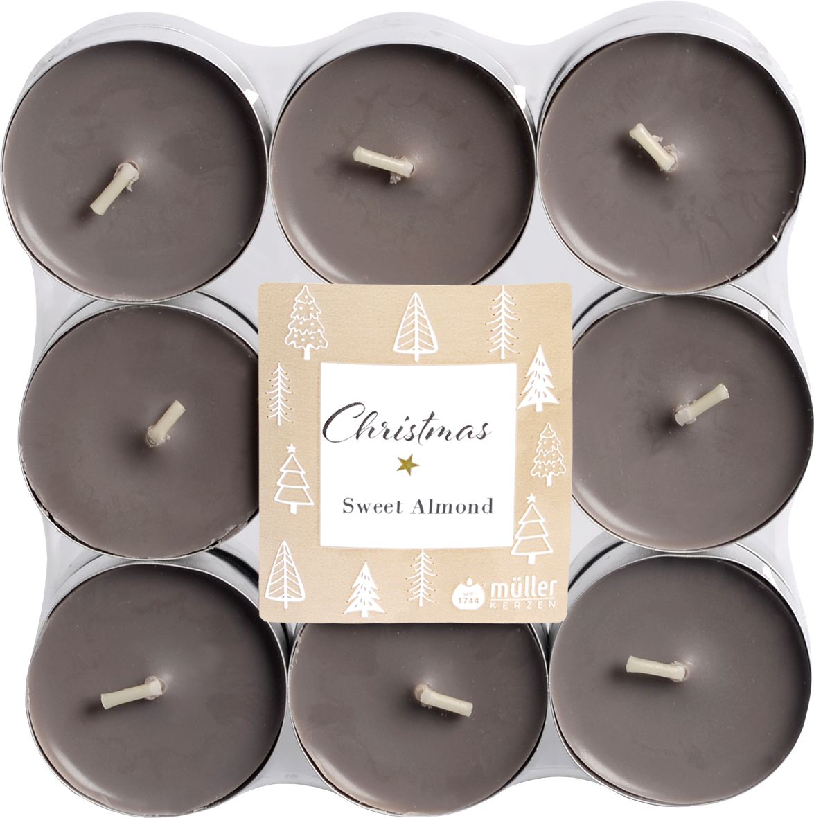 Duftlichte „Christmas“ 18er Flatpack, sweet almond