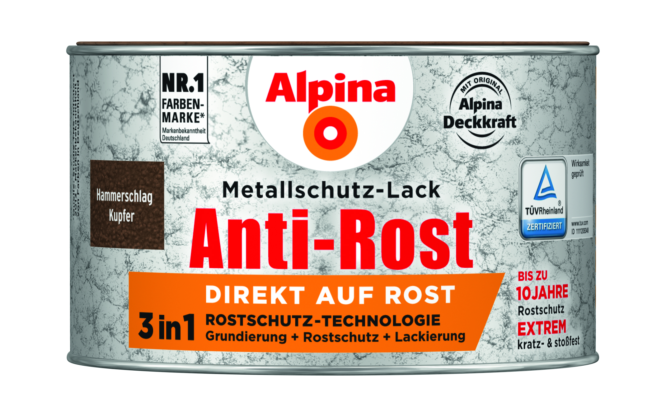 Alpina Anti-Rost Metallschutz-Lack Hammerschlag - Kupfer 300 ml, matt
