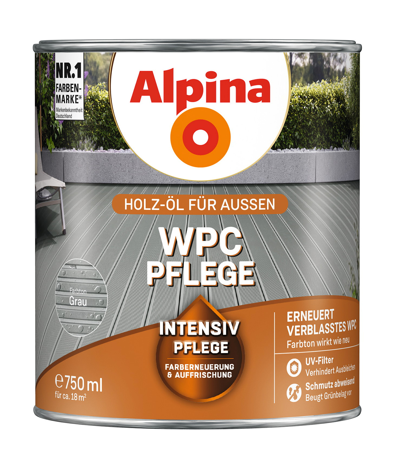 Alpina WPC-Pflege Holzöl - Grau 750 ml