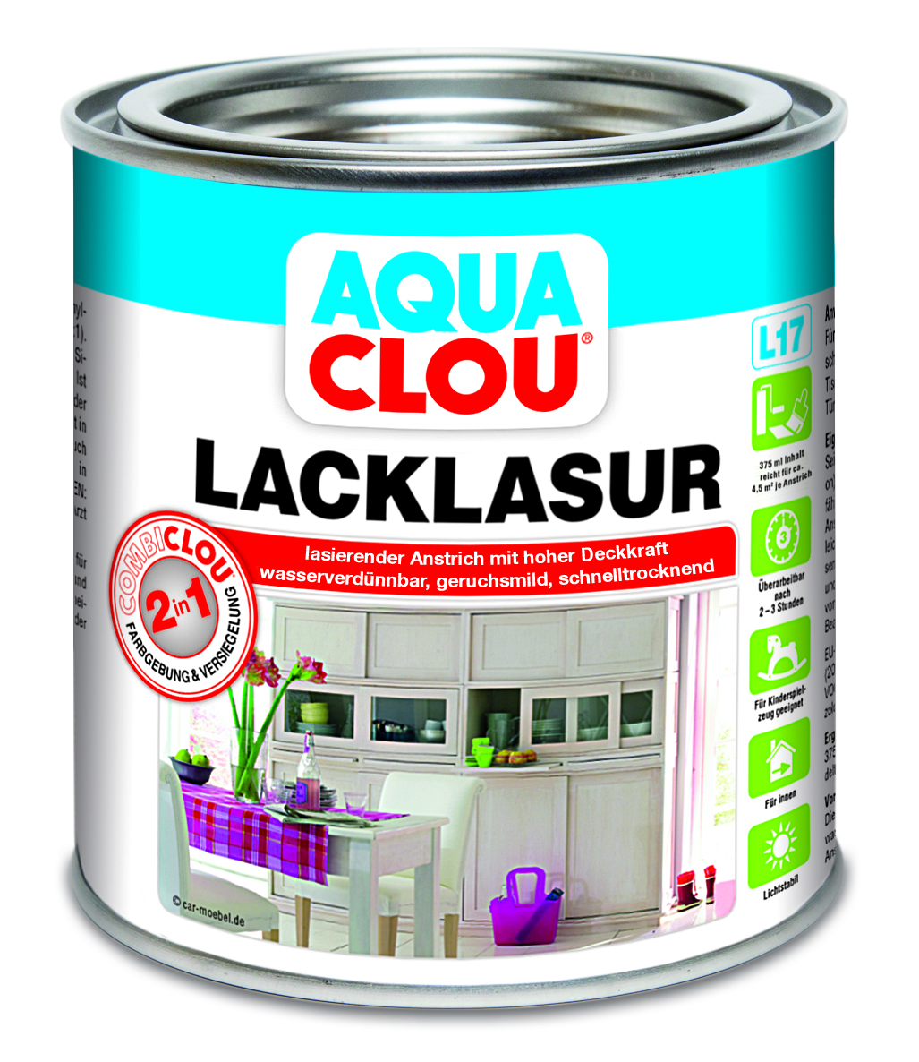 AQUA CLOU Lacklasur L17, 375 ml - Eiche mittel
