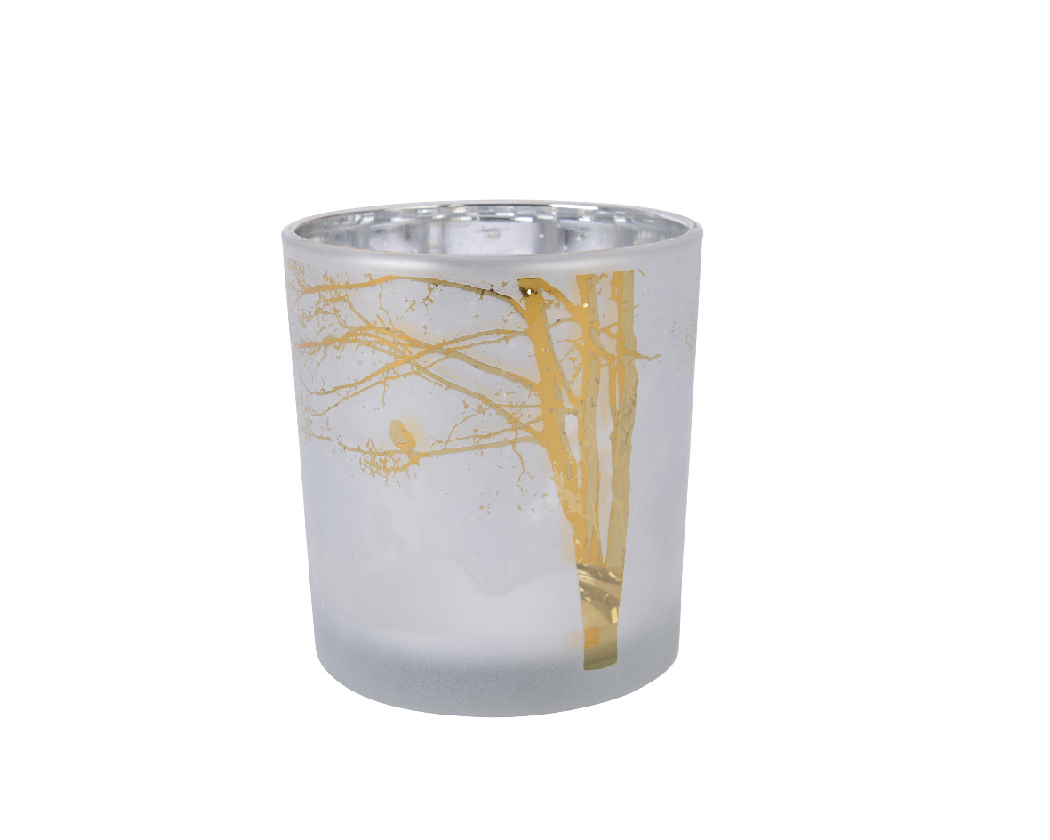 Kaemingk Teelichthalter Glas, Winterweiß, Ø 7,3 cm