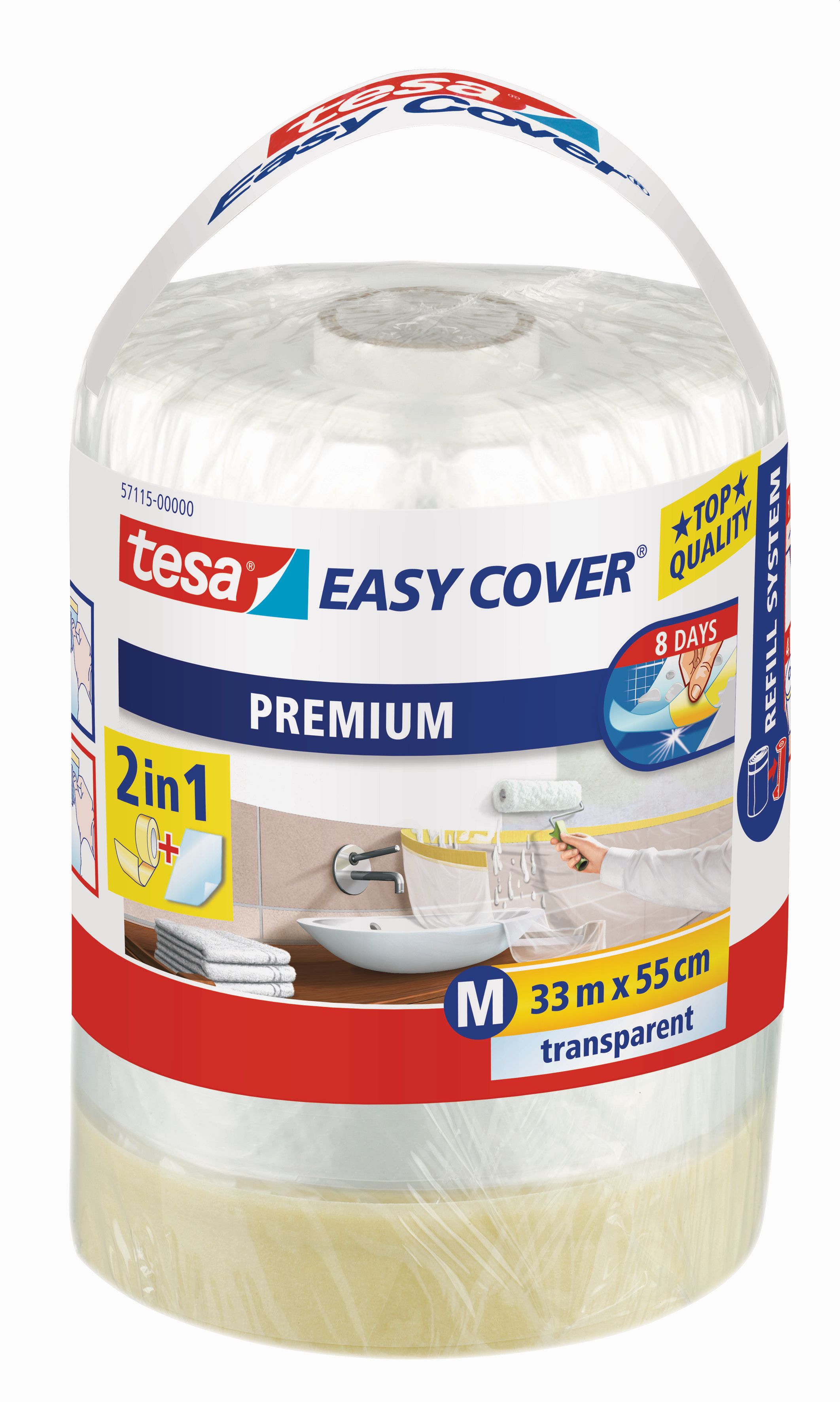 tesa Easy Cover® Premium Abdeckfolie für Malerarbeiten, Nachfüllrolle