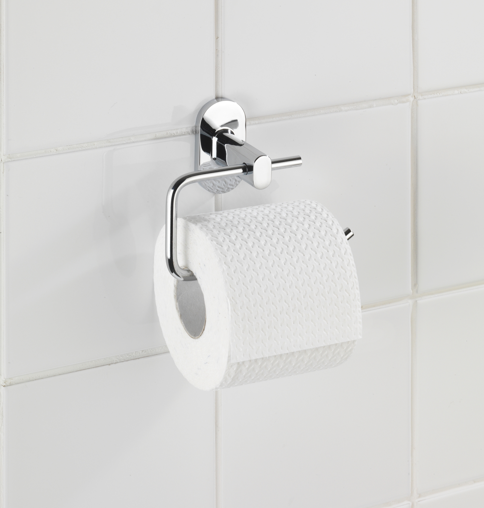 Wenko Power-Loc® Toilettenpapierhalter Puerto Rico 13,5 x 10,5 x 6,5 cm, ohne Deckel, silber glänzend. Befestigen ohne bohren