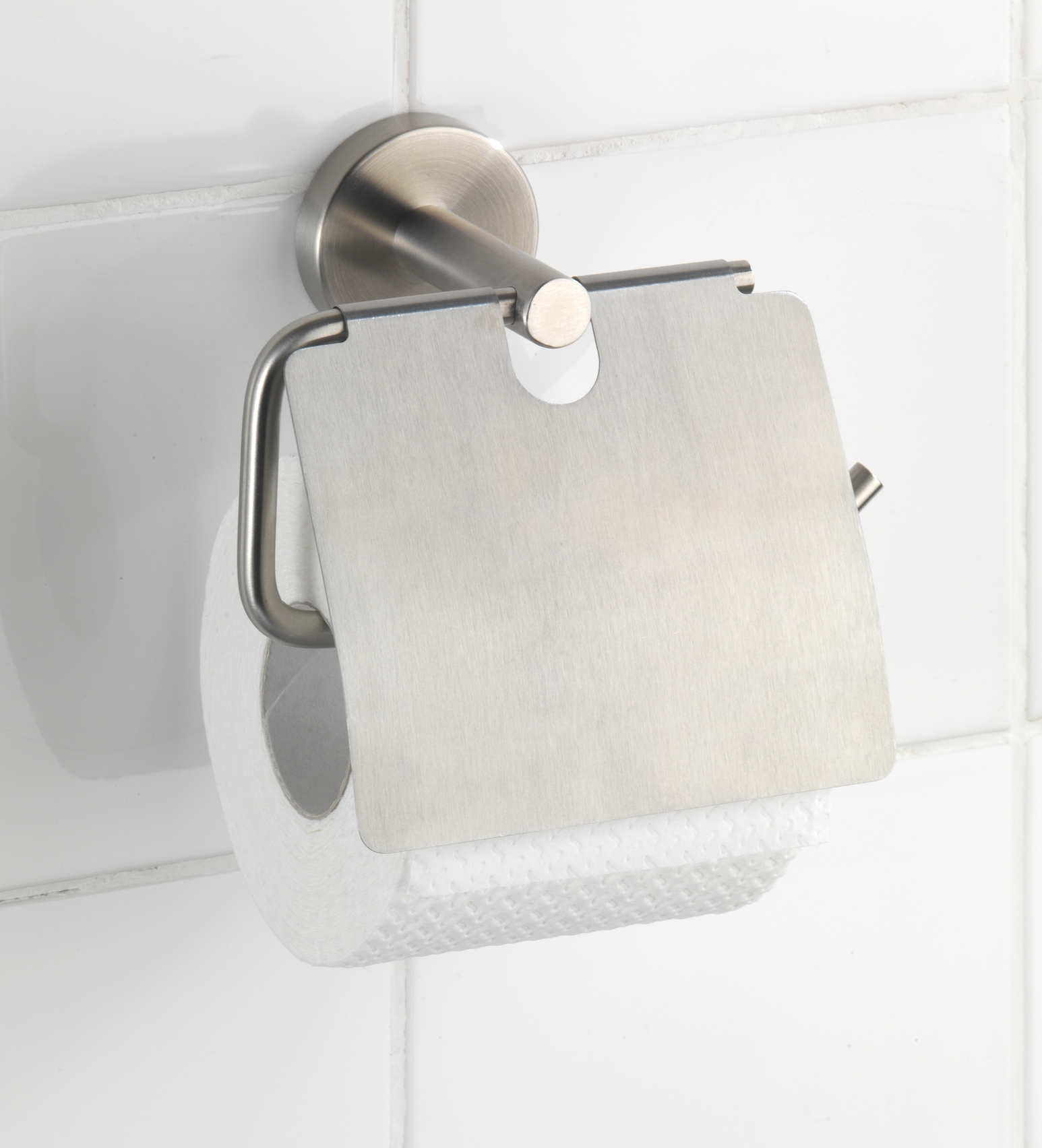Wenko Toilettenpapierhalter Bosio 15 x 13,5 x 7 cm, mit Deckel, silber matt