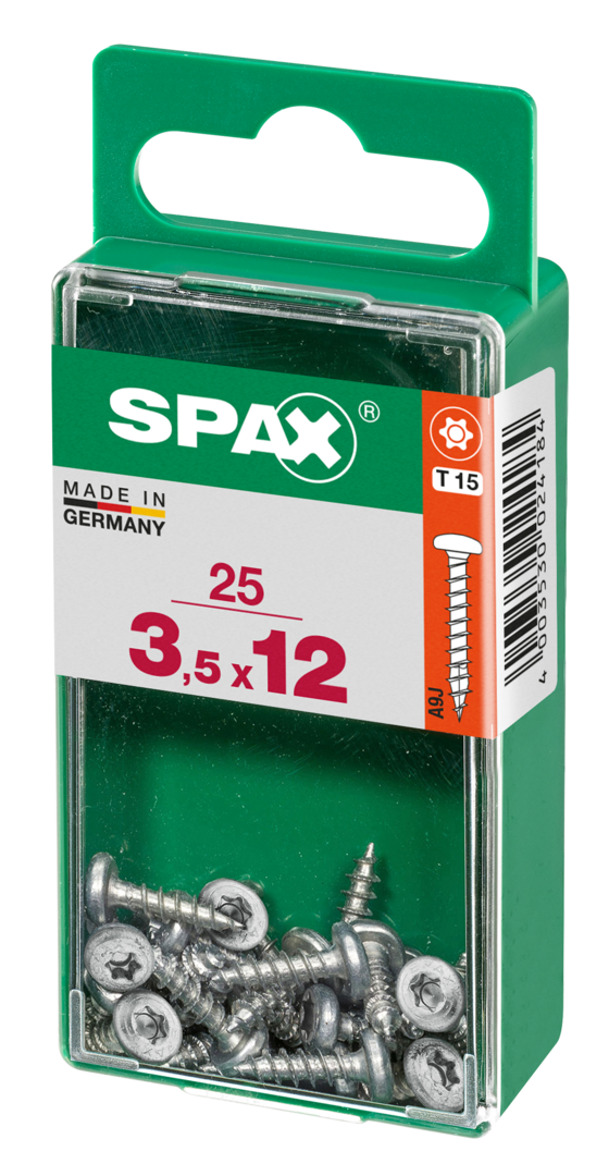 SPAX® Universalschraube Halbrundkopf T-STAR plus® Vollgewinde 3,5x12 mm 25 Stück