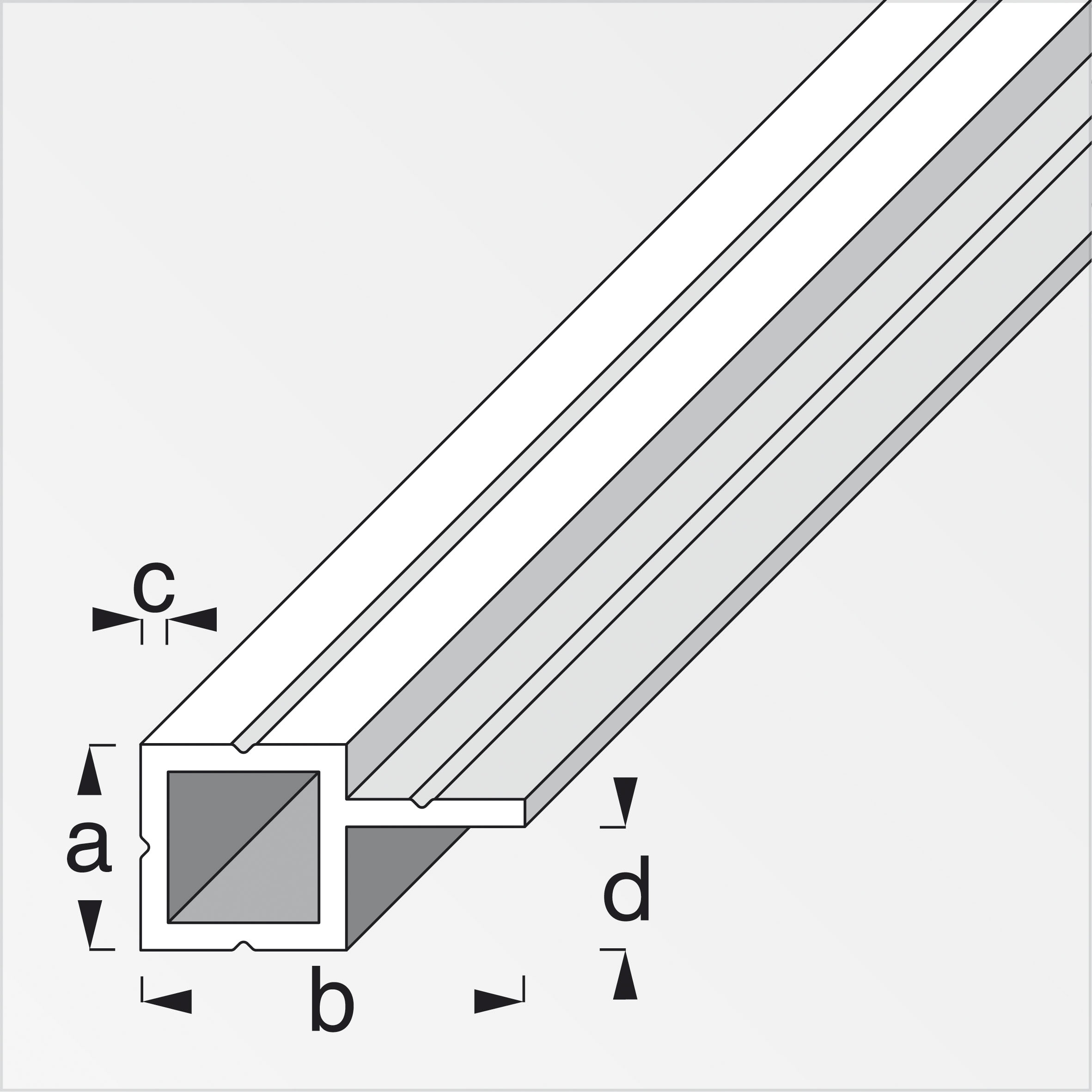combitech® Vierkantrohr 1 Schenkel versetzt, Alu blank 1 m, 23,5 × 45,5 × 1,5 mm