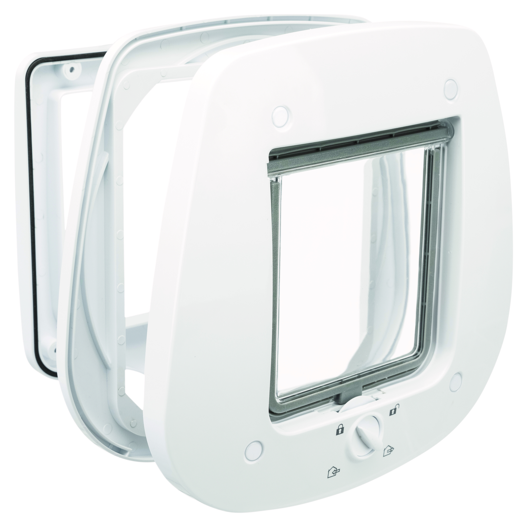 4-Wege Freilauftür für Glastüren, 27 × 26 cm, weiß