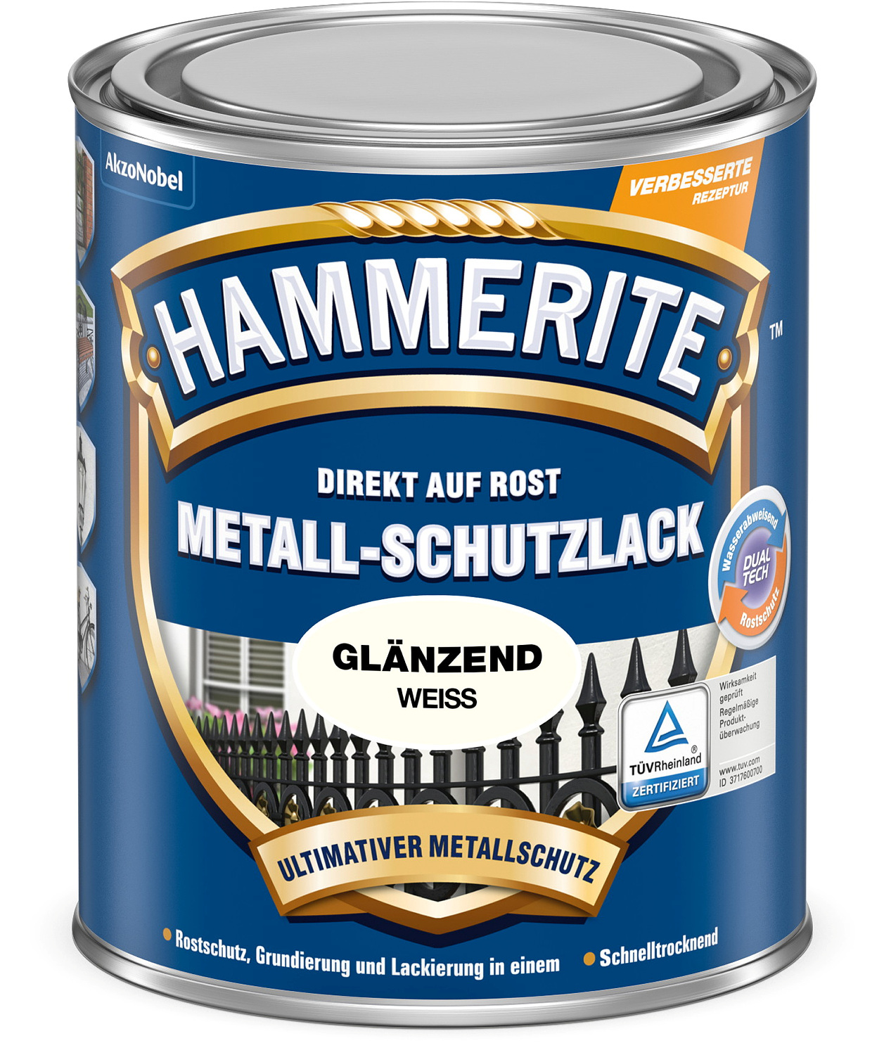 Hammerite Metall-Schutzlack glänzend Weiß 2,5 Liter