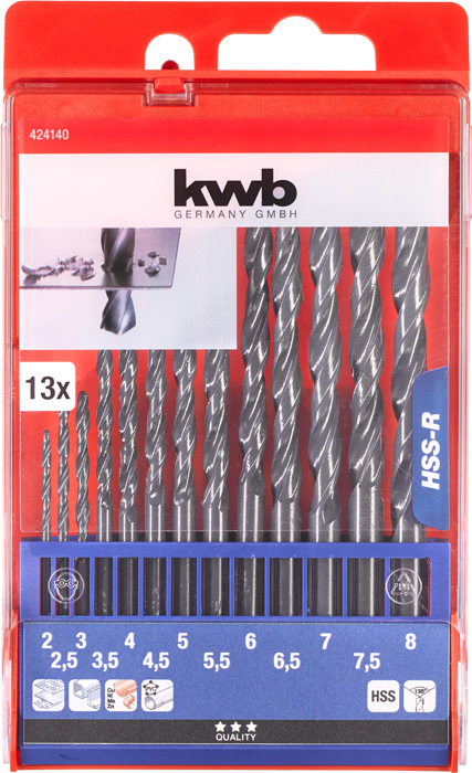 kwb HSS Spiralbohrersatz  ø 1 - 8 mm, 13-teilig