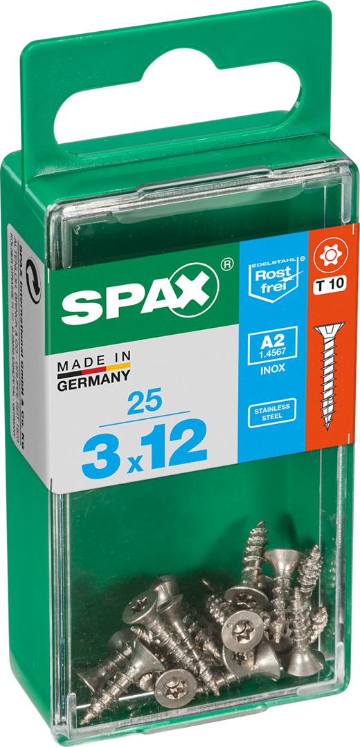 SPAX® Edelstahlschraube Senkkopf T-STAR plus® Vollgewinde 3x12 mm 25 Stück