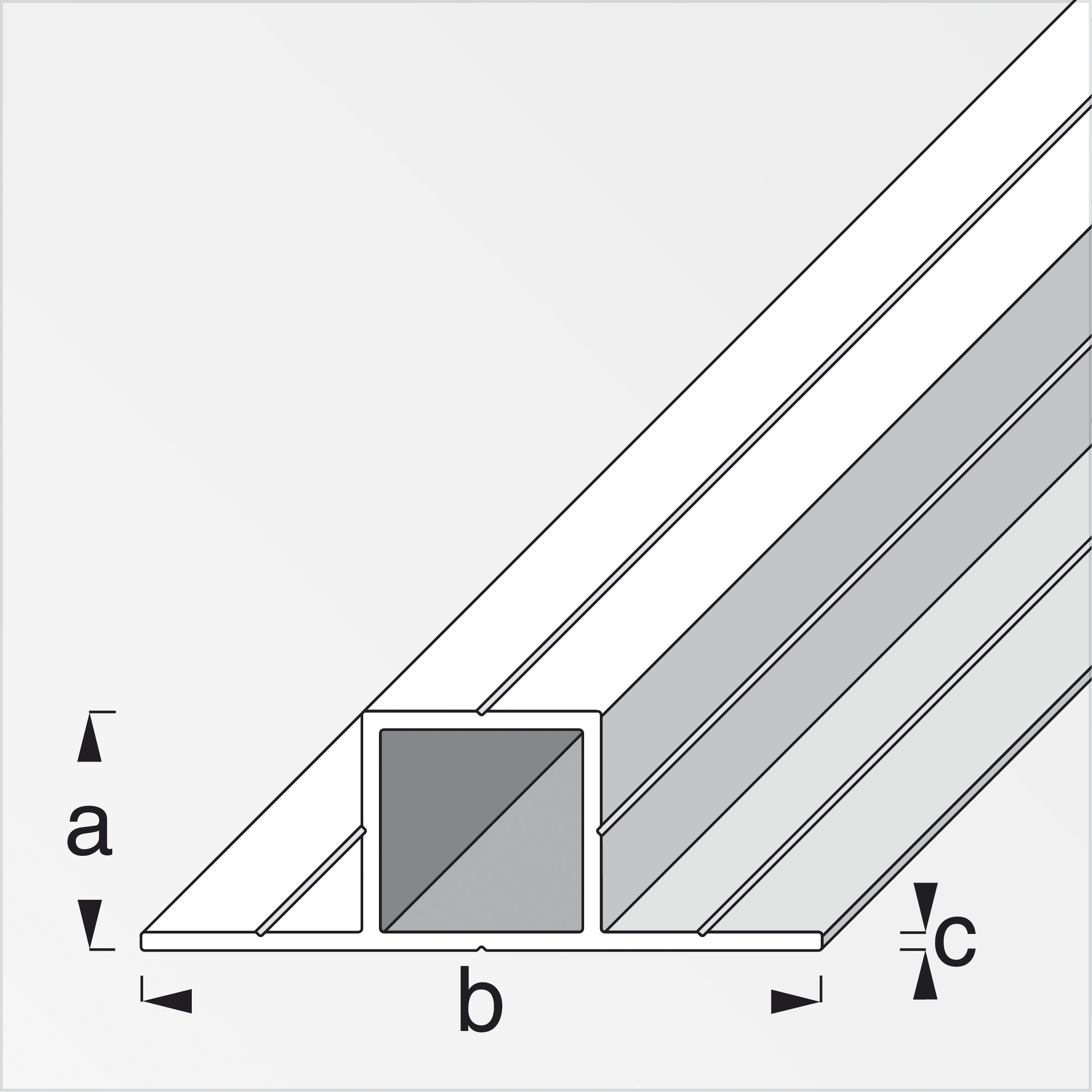 combitech® Vierkantrohr 2 Schenkel 180°, Alu blank 1 m, 23,5 × 67,5 × 1,5 mm