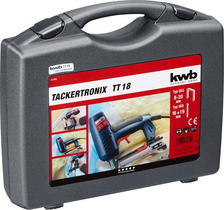 kwb Elektrotacker TACKERTRONIX TT 18, für Klammern Typ 053 bis 20 mm und Stifte Typ 055 bis 19 mm