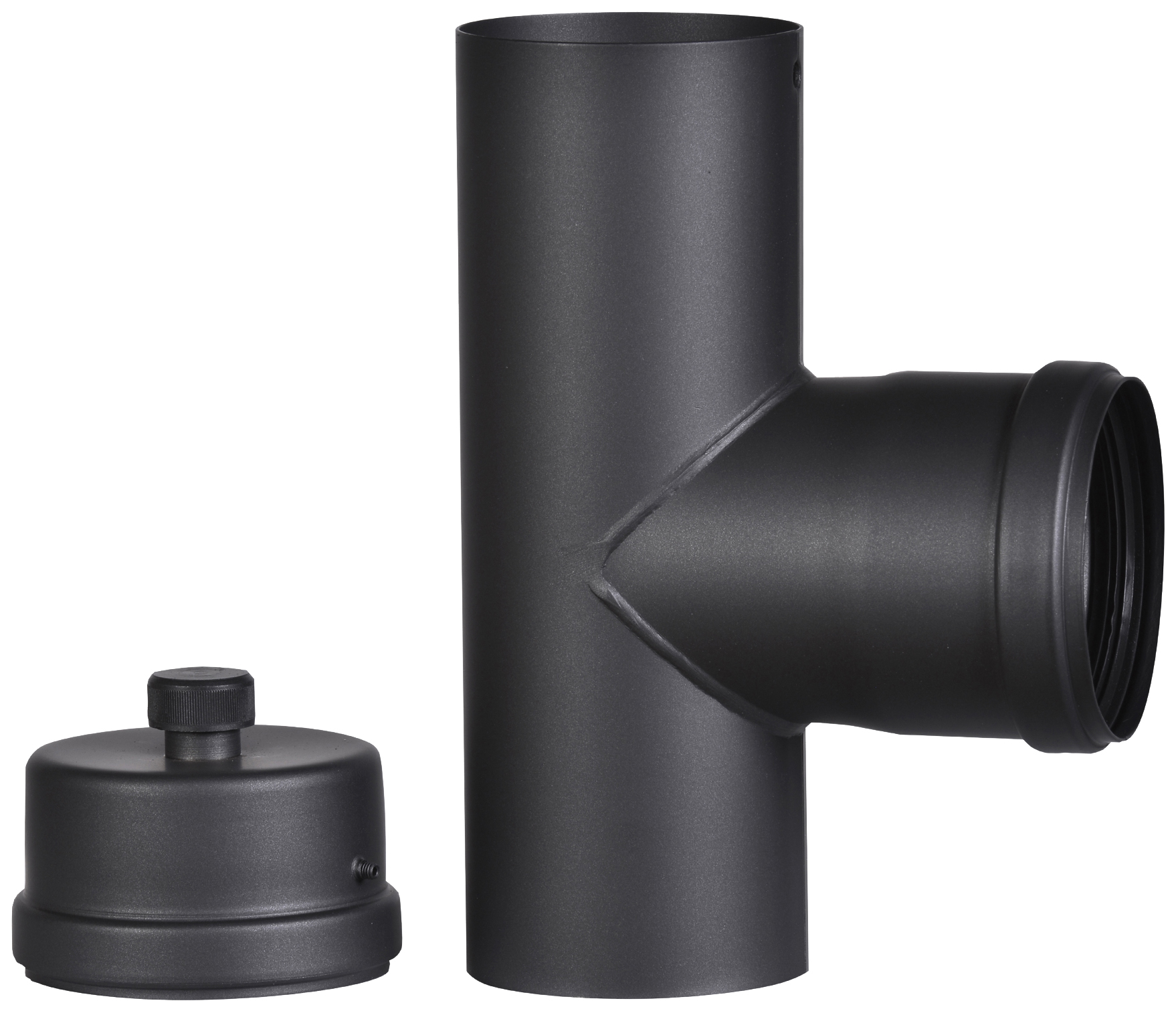 FIREFIX® Anschluß-T-Stück für Pelletofenrohre Ø 80 mm, schwarz