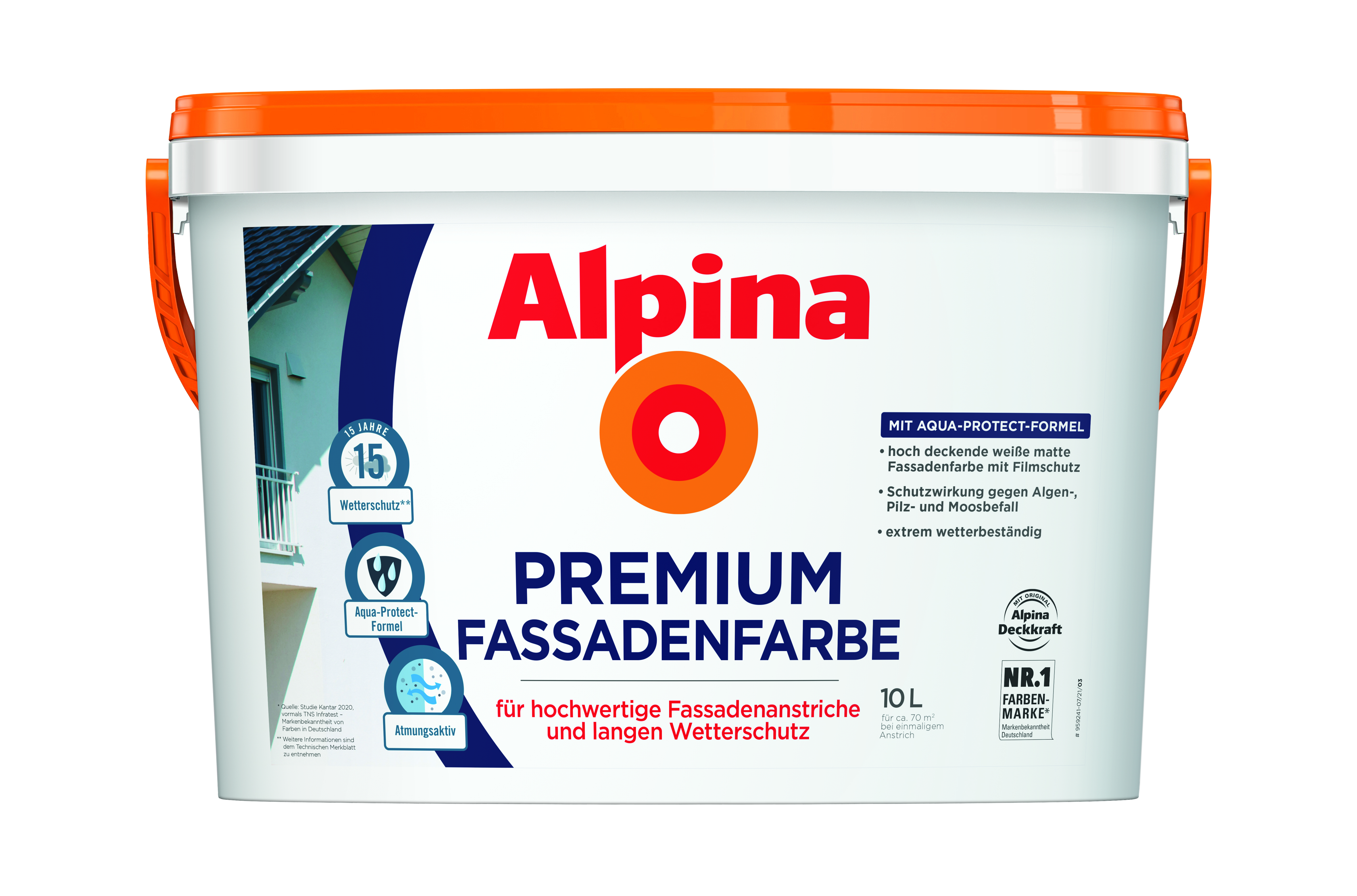 Alpina Premium Fassadenfarbe - Weiß 10 Liter, matt