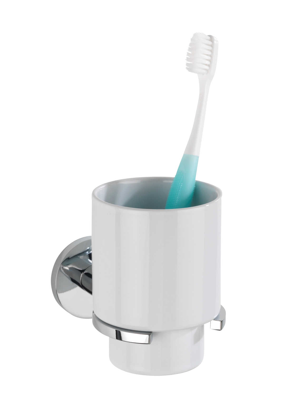Wenko UV-Loc® Zahnputzbecherhalter Isera 7 x 11 x 10 cm, silber glänzend. Befestigen ohne Bohren