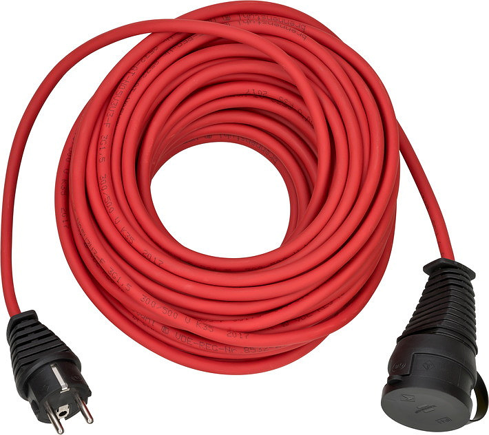 BREMAXX® Outdoor-Verlängerungskabel (20m Kabel in rot, für den kurzfristigen Einsatz im Außenbereich IP44, einsetzbar bis -35 ºC, öl- und UV-beständig)