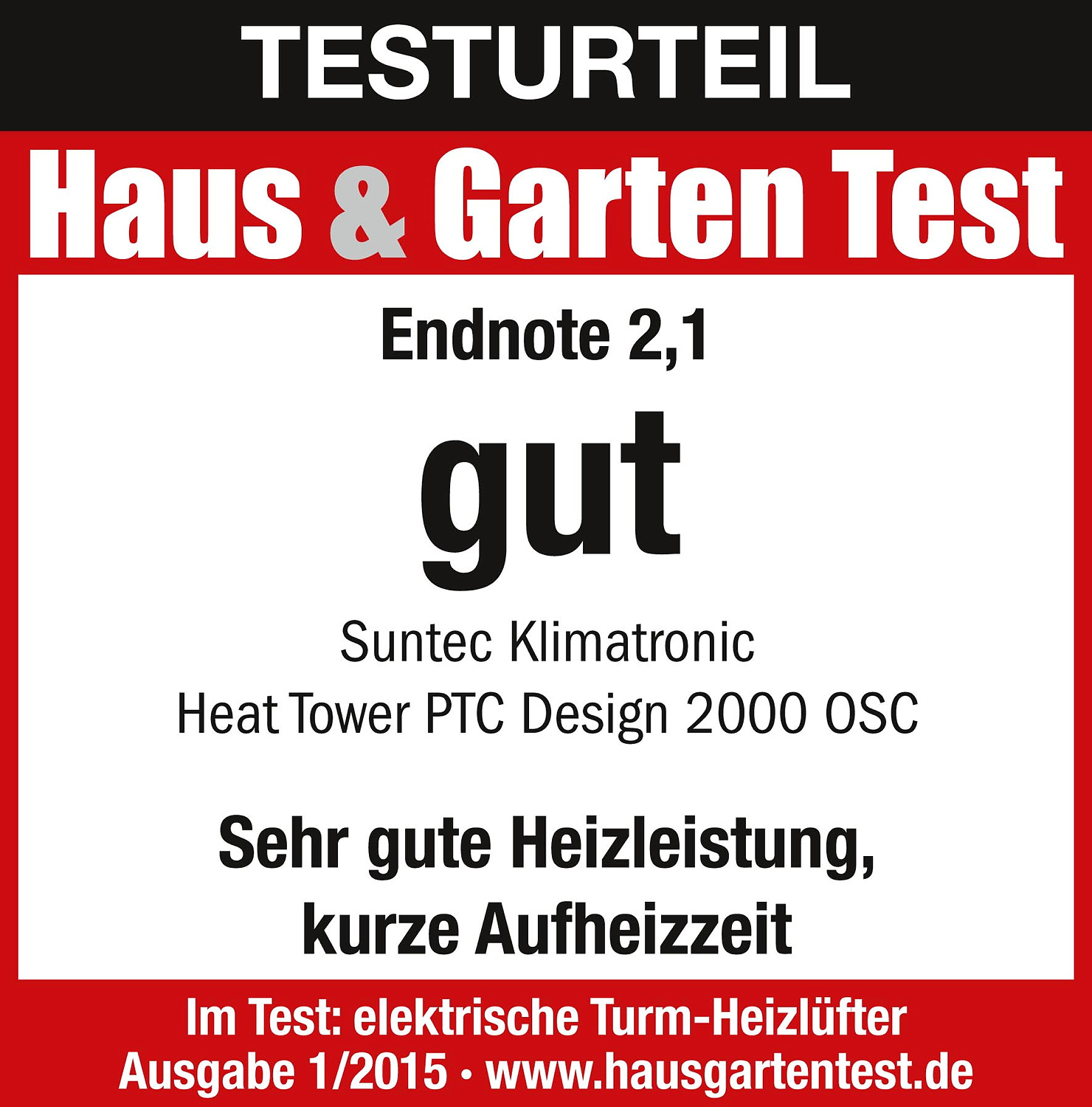 suntec® Wellness Heizlüfter Heat Tower PTC Design 2000 OSC