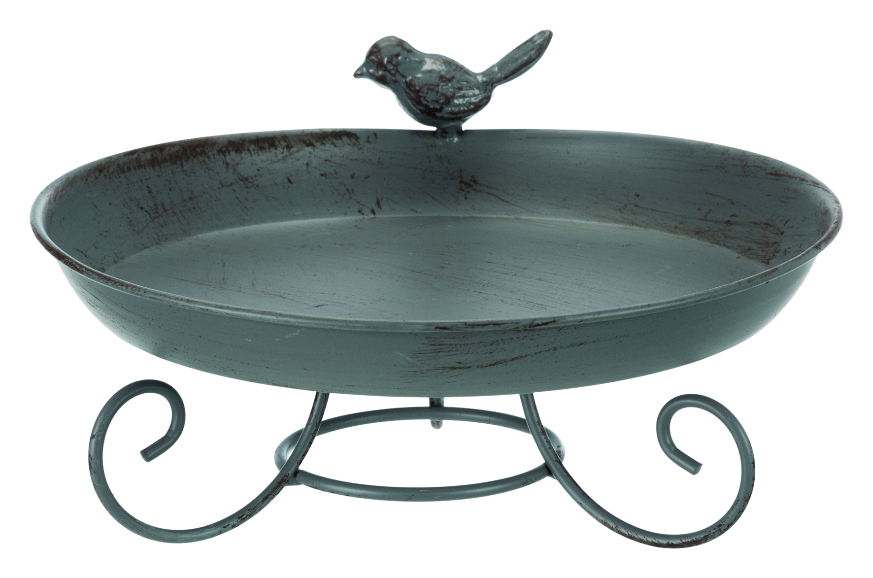 Vogeltränke/-bad zum Hinstellen aus Metall pulverbeschichtet, 800 ml/ø 22 cm, grau