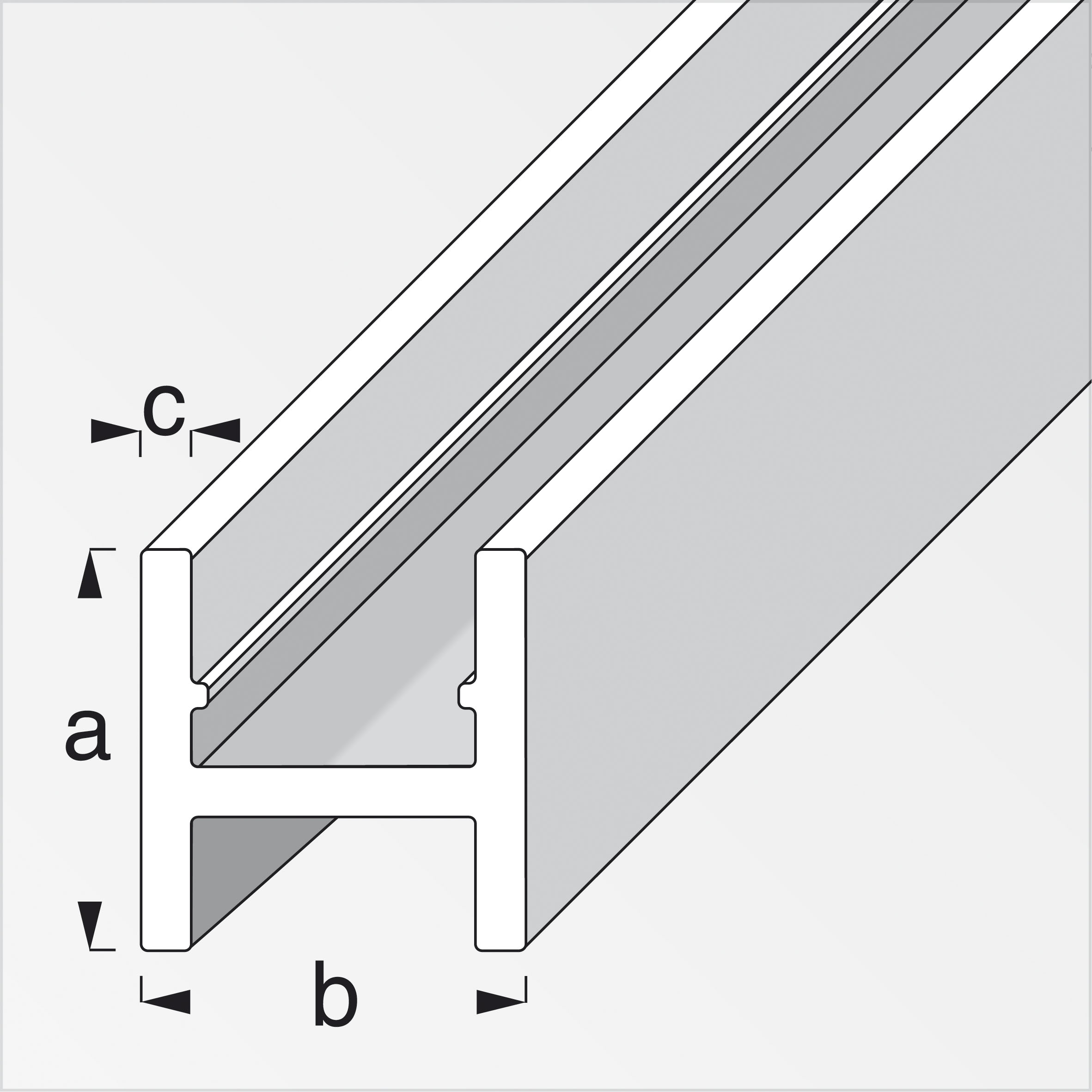 alfer® H-Profil Alu eloxiert, Silber 1 m, 14 × 13,5 × 1,5 mm