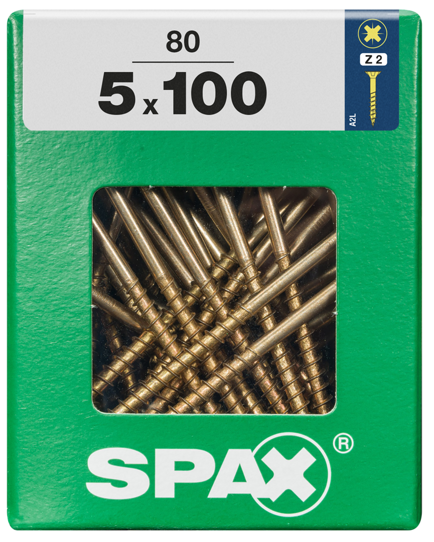 SPAX® Universalschraube Senkkopf Kreuzschlitz Z Teilgewinde 5x100 mm 80 Stück