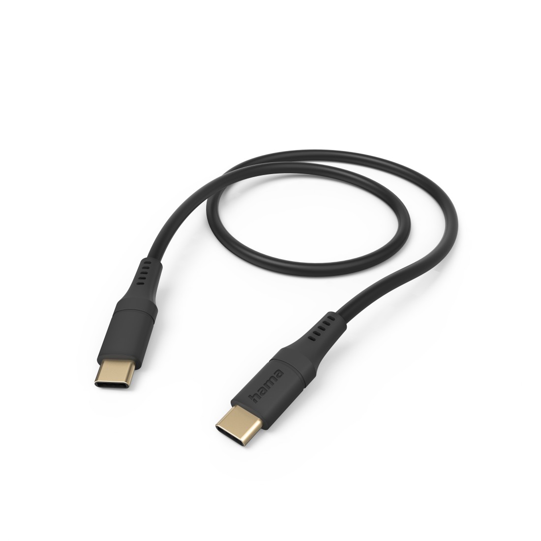 hama Ladekabel "Flexible", USB-C - USB-C, Silikon, Schwarz, 1,5 m