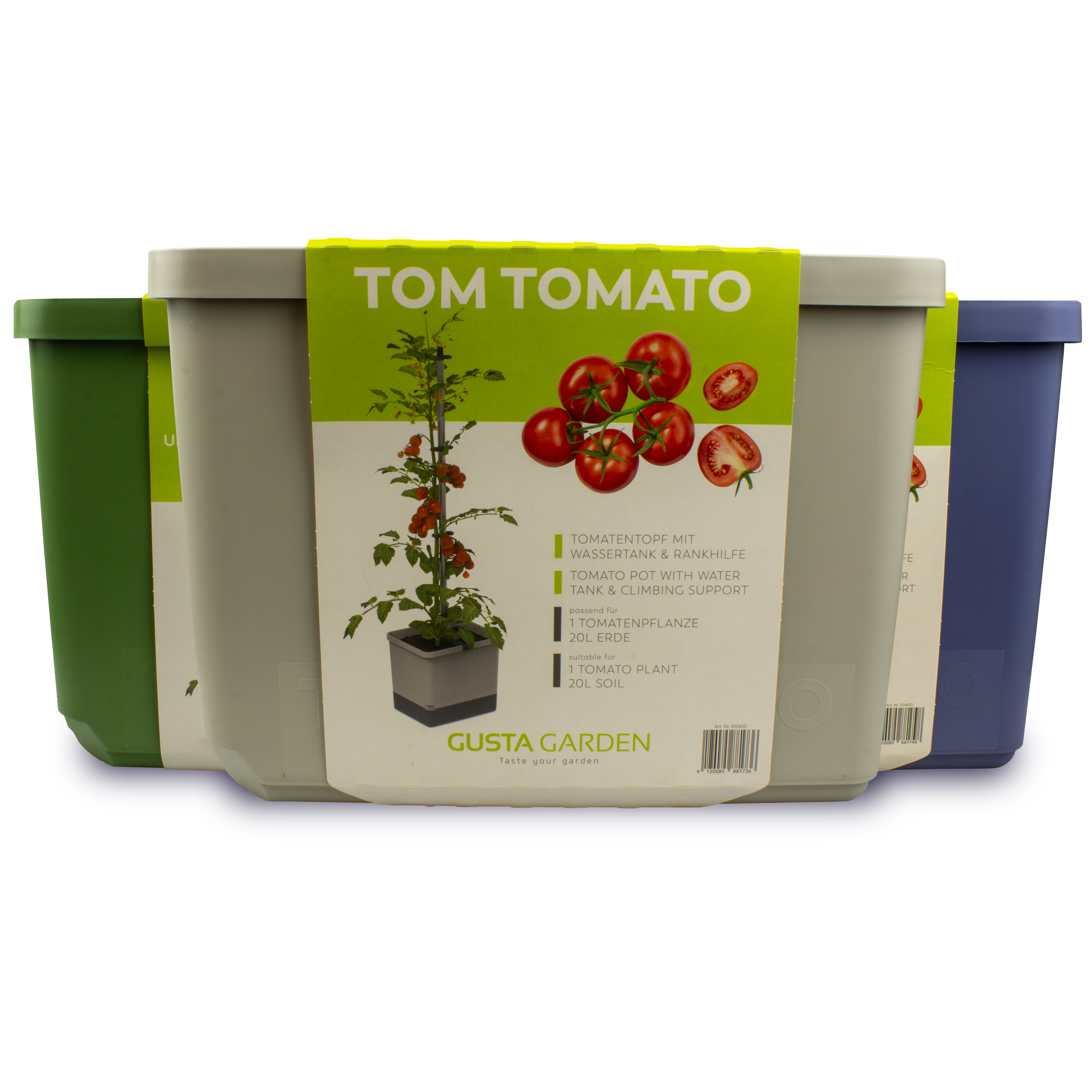 Gusta Garden TOM TOMATO Tomatentopf mit Rankhilfe, Blau