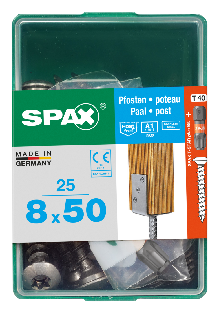 SPAX® Pfostenschraube Zentrierkopf T-STAR plus® Vollgewinde 8x50 mm 25 Stück