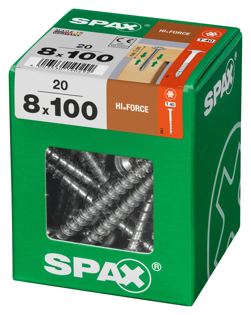 SPAX® Holzschraube HI.FORCE Tellerkopf Vollgewinde 8x100 mm 20 Stück